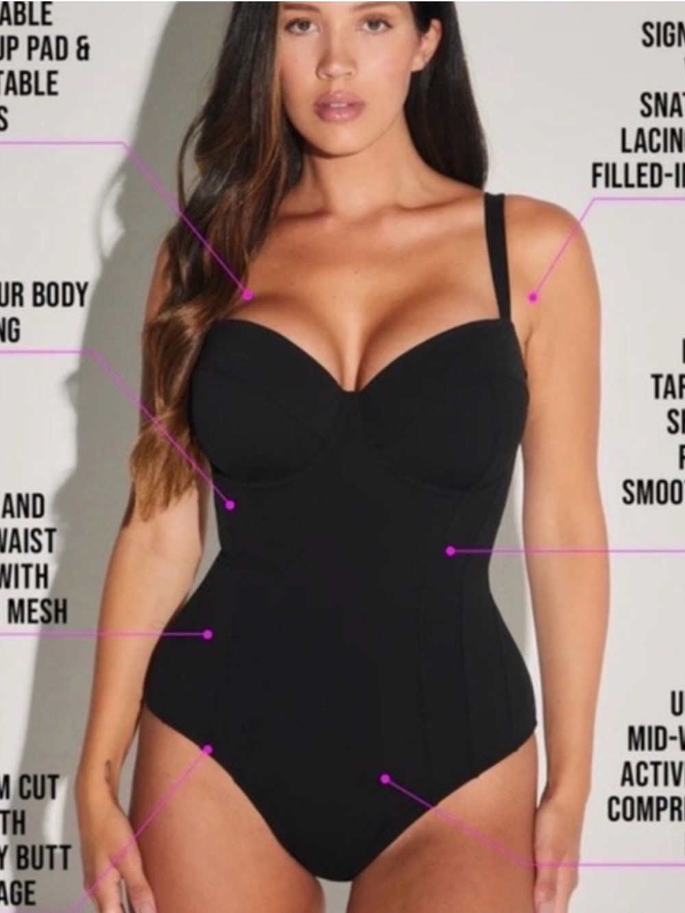 $188 TA3 Lushy One Piece Swimsuit Black M/Regular Long D/DD Cup NWT - Picture 5 of 9